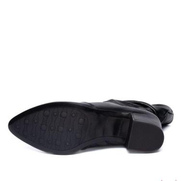 Imagem de Bota Feminina Pegada Cano Médio Franzido Preto, Preto, 35