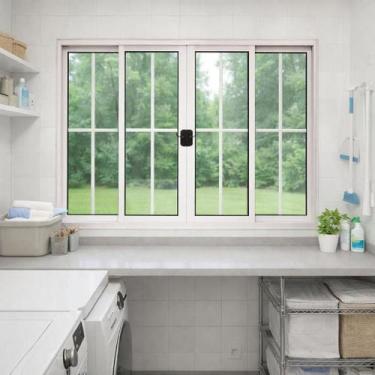 Imagem de Janela de Correr 4 Folhas com Grade de Alumínio Branco 120x120 - Breco