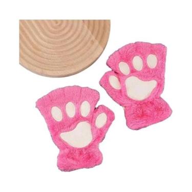 Imagem de Luvas De Inverno Fofas De Pelúcia Com Pata De Gato Para Mulheres, Luva