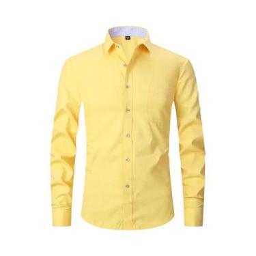 Imagem de Camisa Social Masculina Branca Clássica De Manga Longa Com Punho Franc