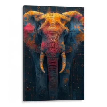 Imagem de Quadro Elefante Cibernético Imerso em Cores e Luzes - Mioquadros, 60x4