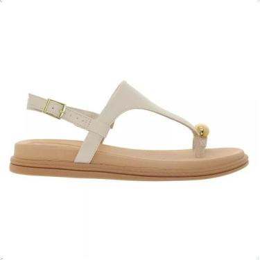 Imagem de Sandália Beira Rio Chinelo Rasteira Dedo Confortável, Branco off, 38