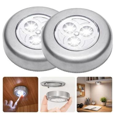 Imagem de Kit Com 2 Luminárias Adesiva LED Branco Spot Cromado Iluminação Noturn