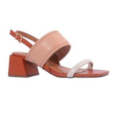 Imagem de Sandália Salto Bloco em Couro Nude / Terracota Loucos e Santos-Feminino