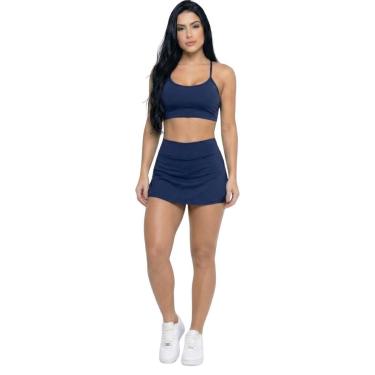 Imagem de Conjunto Top Alça Fina E Short Saia Vekyo Roupa Para Academia Treino Moda Fitness Musculação-Feminino