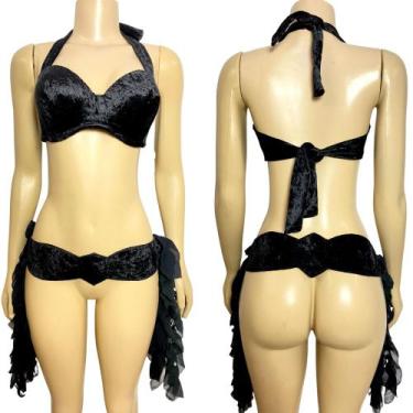 Imagem de Top e Cinto Liso p/ Bordar Dança do Ventre - Pronta Entrega TCLPE-5 - 