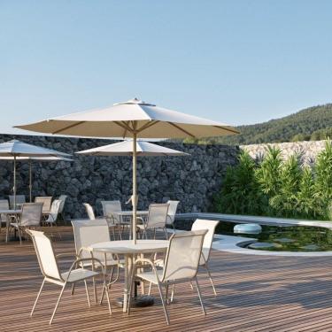 Imagem de Ombrelone Estrutura em Alumínio e Cobertura em Poliéster 2,70m Paraty Bege Com Base Central Bege