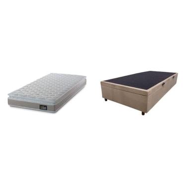 Imagem de Cama Box Bau Solteiro Reforçado e Colchão Hellen D33 One Face Millenium 88x188 Pillow Bege