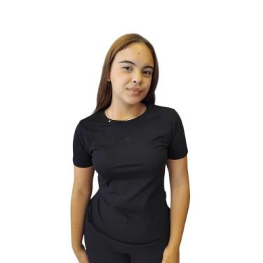Imagem de Camiseta Feminina Ecko Fashion Basic Fio 40 com logo bordado, Preto, P