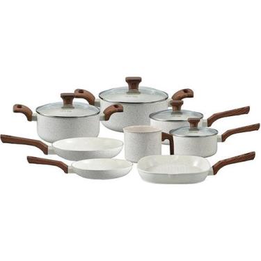 Imagem de Conjunto de Panelas 08 peças Indução Pratic Cook Marmol Ref:PJ8STM Mim