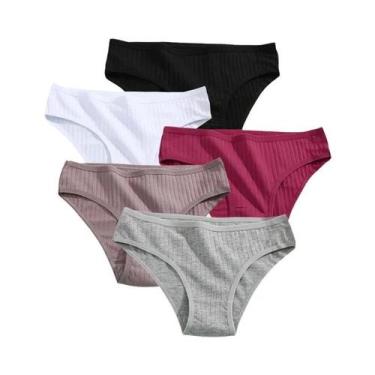 Imagem de Conjunto De Calcinhas De Algodão Femininas Lingerie Sexy Em Cores Sóli
