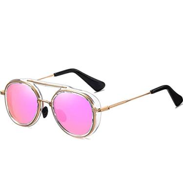 Imagem de Óculos de Sol Design Vintage Unissex Óculos Casual Fashion Redondo Polarizado com Proteção Uv400 (C2)