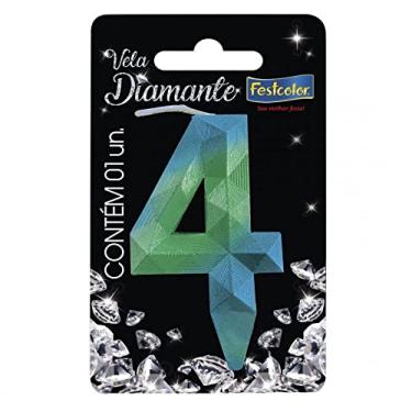 Imagem de Vela Diamante N 4 Azul E Verde Festcolor