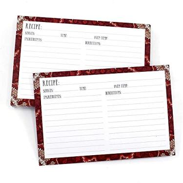 Imagem de Cartões de receita forrados com design marrom e branco 10,16 cm x 15,24 cm em cartão grosso premium, ótimo presente para amadores ou chefs experientes (pacote com 50)
