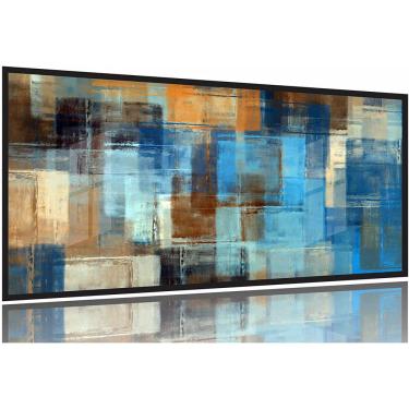 Imagem de Quadro Abstrato Conjunto Para Sala Escritório Moderno 130x60 Moldura Preta 2x2