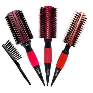 Imagem de Kit 03 Escovas Pop Vermelho Brilho 45/55/64Mm Bonitta Marco Boni