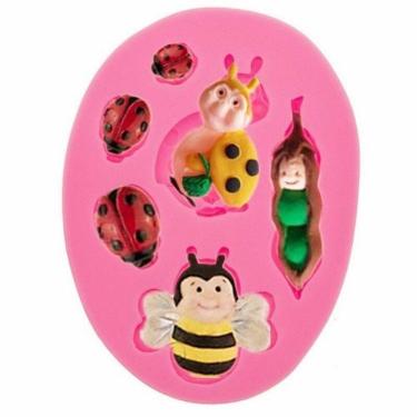 Imagem de Molde De Silicone Abelha, Joaninha Jardim