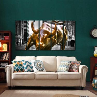 Imagem de Quadro Decorativo Moderno Touro De Wall Street 140x65