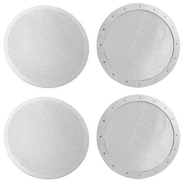 Imagem de ACKLLR Pacote com 4 filtros de café reutilizáveis premium para máquinas de café Aerobie antigas/novas, 2 tipos de microfiltros finos de malha metálica de aço inoxidável lavável, prata