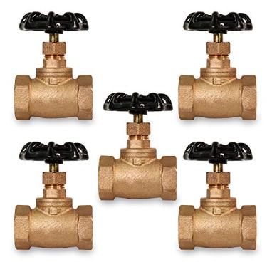 Imagem de Midline Valve 95344-5 Válvula de parada estilo globo curto, sem chumbo, conexões FIP de 1,27 cm (1/2"), latão (pacote com 5)