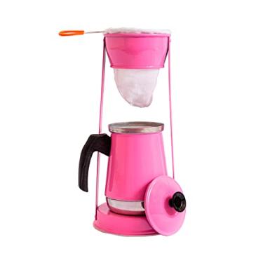 Imagem de Bule Com Mancebo Coador De Cafe Retro em Alumínio Rosa Clássico para Preparar Café Fresco e Aromático Estilo Vintage