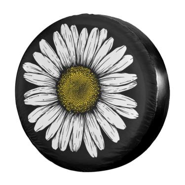 Imagem de Capa de pneu de reserva Daisy Flower impermeável à prova de poeira UV capa para pneu adequada para Jeep, Trailer, RV, SUV e muitos veículos 38 cm