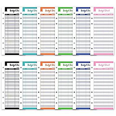 Imagem de A6 Fichário Planejador de Orçamento Caderno de Couro PU Folhas Soltas Capa de Caderno 6 Furos Fichário Bolsos Fichário de Plástico Zíper Envelope, 12 Pçs Agendas