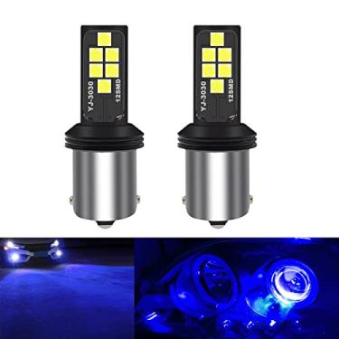 Imagem de SOCAL-LED 1156 BA15s Lâmpada de pisca LED azul avançada 3030 SMD brilhante colorida DRL lâmpada de freio lanterna traseira de estacionamento, pacote de 2