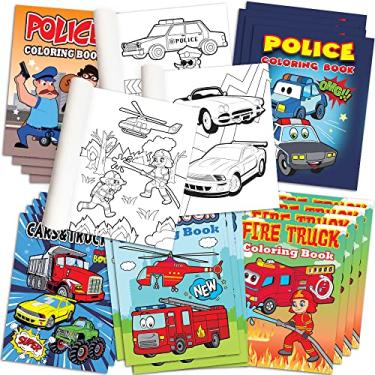 Imagem de ArtCreativity Livros de colorir policiais e bombeiros para crianças, conjunto de 50, cadernos de cores pequenas de 12 x 18 cm em designs sortidos, lembrancinhas divertidas de festa de aniversário, presentes educativos para meninos e meninas