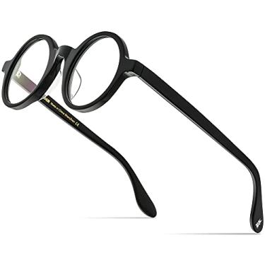 Imagem de HEPIDEM Óculos Ópticos Zolman Vintage Redondo Óculos Armação Ópticos Óculos Zolman, Preto, pequeno, 42 mm