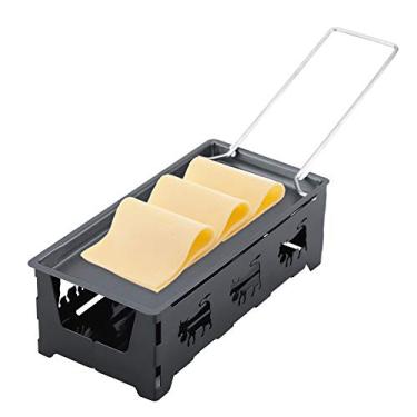Imagem de Raclette de queijo, prato antiaderente para grelhar queijo panela portátil à luz de velas com alça dobrável mini conjunto de raquete para casa cozinha festa viagens ao ar livre