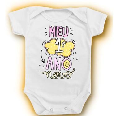 Imagem de Body Para Bebê Meu Primeiro Ano Novo Rosa Menina Reveillon - Borizinho