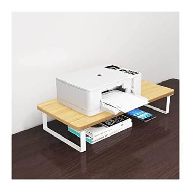 Imagem de KIZQYN Suporte de impressora Suporte de rack de rack de armazenamento de arquivos de mesa de escritório prateleira pequena de colocar rack de impressora impressora impressora de mesa (cor: cor de madeira realçada)