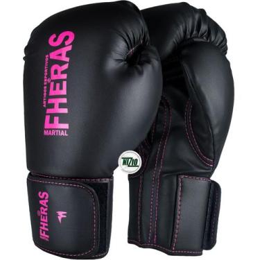 Imagem de Luva De Boxe Muay Thai Mma Pro Black Pink Fheras 8Oz