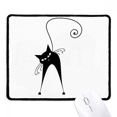 Imagem de Mousepad preto para amantes de gatos de Halloween, desenho de animal, borda costurada, tapete de borracha para jogos