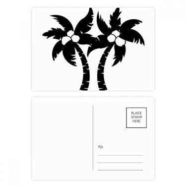 Imagem de Conjunto de cartão postal de aniversário com desenho de planta de coqueiro preto