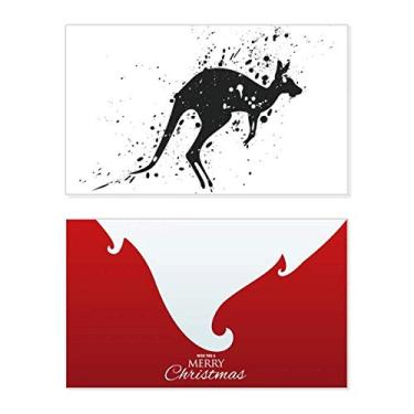 Imagem de Canguru mexicano, simples, preto, branco, feriado, cartão de felicitações, mensagem de Natal
