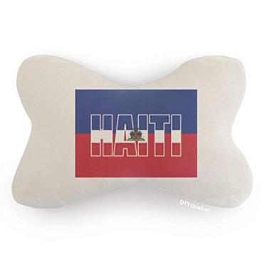 Imagem de DIYthinker Almofada para decoração de pescoço com nome da bandeira do Haiti Country