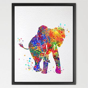 Imagem de Dignovels Studios Baby Elephant Print Kids Watercolor Print Pinky Wall Art Poster Nursery Decor de parede pendurar arte infantil chá de bebê N084, N084-Elephant, 8X10 Inch