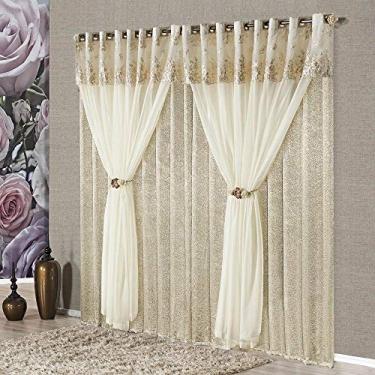 Imagem de Cortina Nobreza 2,00x1,70 Cetim Voal Bordado Ilhós