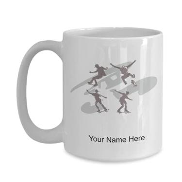 Imagem de Caneca de skateboarders personalizada – Caneca de café para skatistas, amantes, ideias para crianças, meninos e meninas – Caneca de café de 425 g