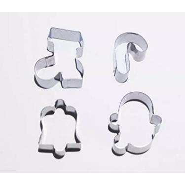 Imagem de Chicky Formas Kit Cortadores Natal 4 Peças (Papai Noel, Sino, Bota, Bengala) Inox