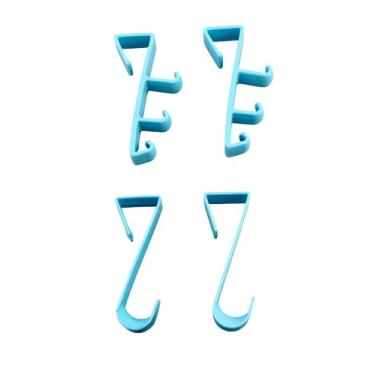 Imagem de Ganchos sobre a porta, cabide de lavanderia plástico azul pacote com 4 casacos toalhas roupas