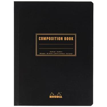Imagem de Rhodia 119229C - Caderno de redação flexível preto - B5 - Quadrados pequenos - 160 páginas - Papel Clairefontaine branco 80 g/m - Clássico