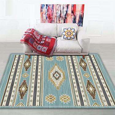 Imagem de Liveinu Tapete de área floral boêmio vintage persa oriental interior impressão de piso envelhecido tapete tapete de destaque dobrável cozinha sala de estar quarto sala de jantar, azul verde, 61 x 91 cm