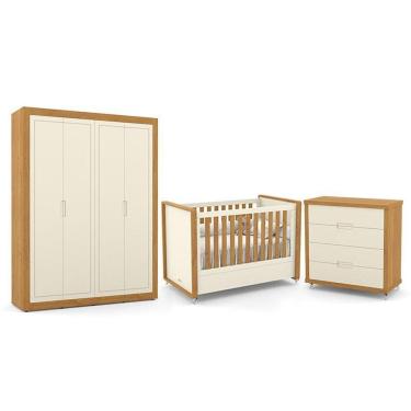 Imagem de Dormitório Tutto New 4 Portas, Cômoda 4 Gavetas e Berço - Matic Móveis