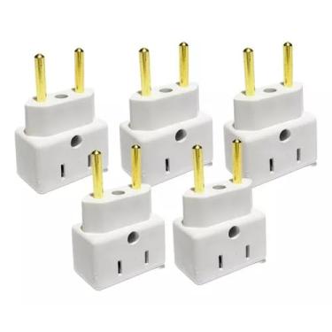 Imagem de Kit com 05 Adaptadores Tomada Bob Esponja Benjamin 10A 20A Adaptador Plug Pino Grosso 250v - Plugue Bivolt 110v 220v
