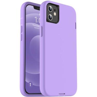 Imagem de ORIbox Capa para iPhone 12 para iPhone 12 Pro, roxa, [proteção contra quedas de grau militar de 3,5 m], capa antiqueda de silicone líquido resistente à prova de choque para iPhone 12/12 Pro, 6,1