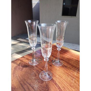 Imagem de Taça para Champanhe Angela Decorada em Cristal Ecológico Platinum 190ml - Bohemia