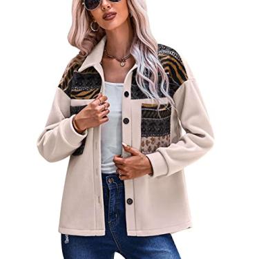 Imagem de Top Feminino, Macio, Fashion, Casaco Solto Feminino, Básico, Cor Contrastante, Trespassado, Fácil de Combinar Com Lapelas para Outono e Inverno (M)